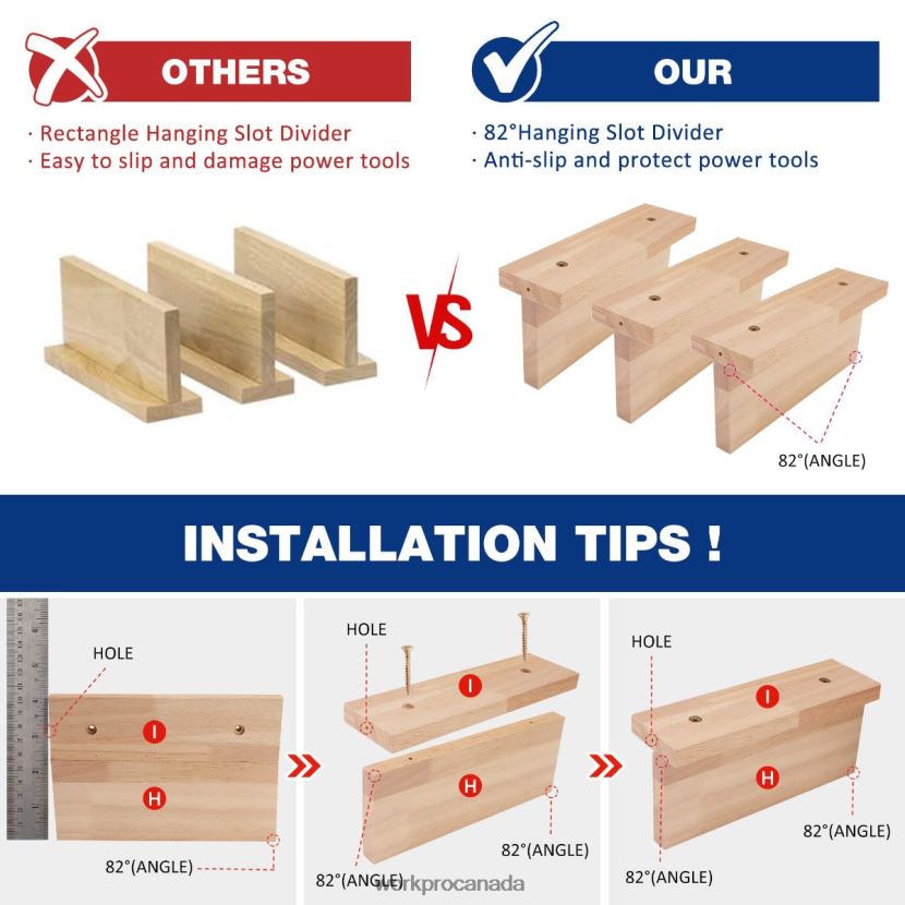 Helpful WORKPRO Power Tool Organizer, Cordless Drill Holder Storage Wall Mount with 5 Drill Hanging Slots, Solid Wooden Tool Storage Storage ZNRDXV19