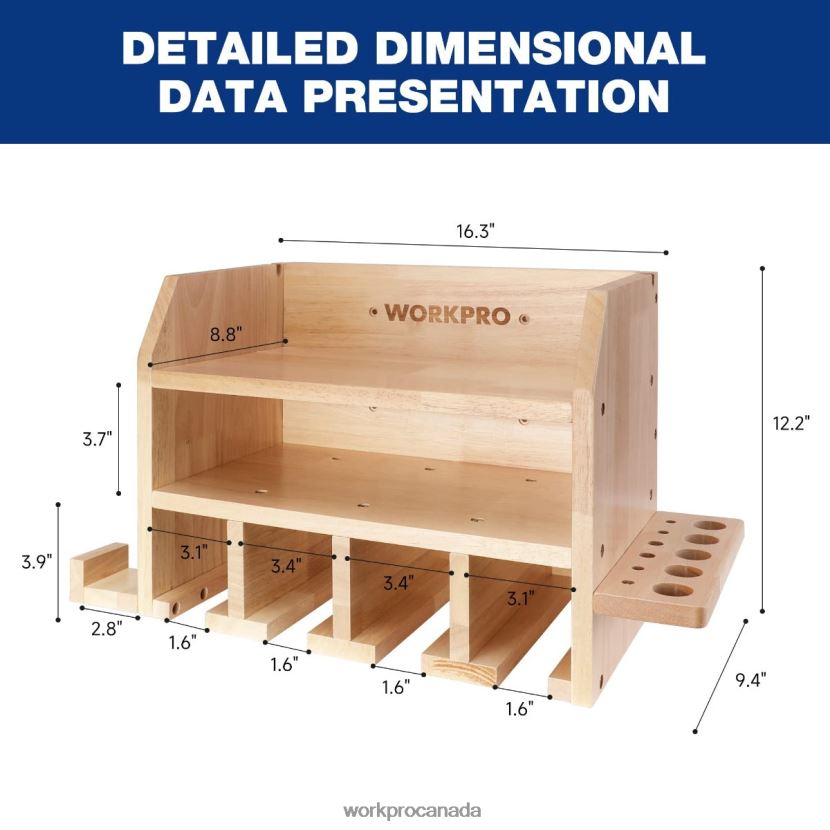 Helpful WORKPRO Power Tool Organizer, Cordless Drill Holder Storage Wall Mount with 5 Drill Hanging Slots, Solid Wooden Tool Storage Storage ZNRDXV19