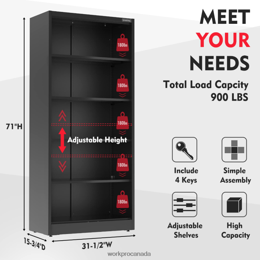 Morden WORKPRO Storage Cabinet, Metal Garage Cabinets with Doors and Shelves Storage ZNRDXV22