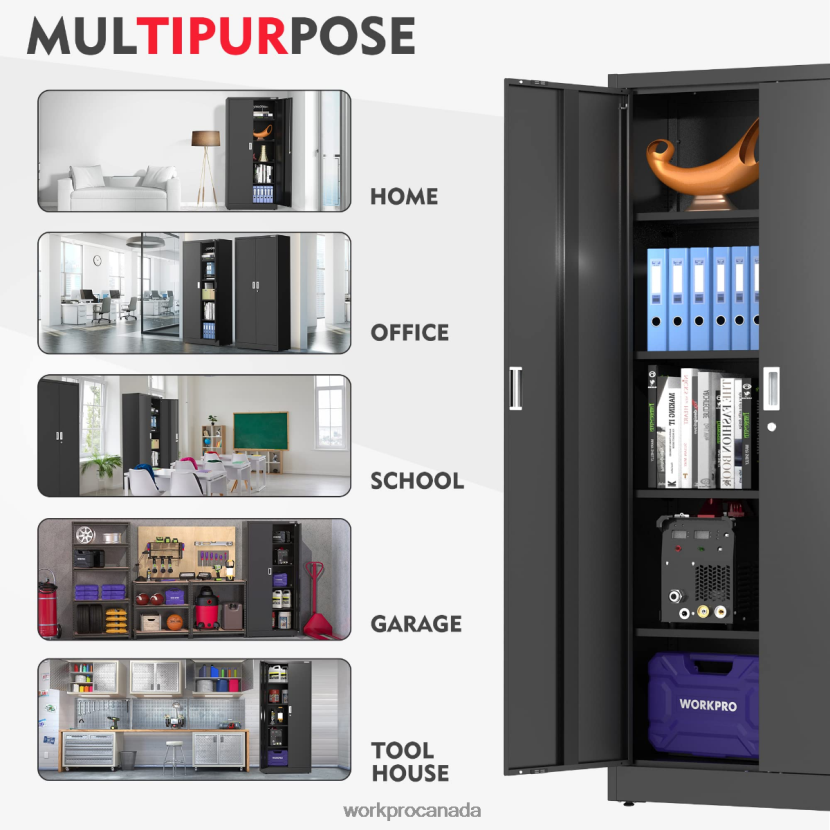 Morden WORKPRO Storage Cabinet, Metal Garage Cabinets with Doors and Shelves Storage ZNRDXV22