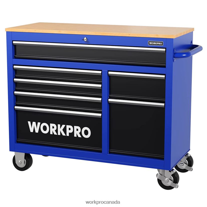 New WORKPRO 42-Inch 7-Drawers Rolling Tool Chest with Wooden Top, Equipped with Casters, Handle, Drawer Liner, and Locking System, 1000 lbs Load Capacity Storage ZNRDXV26