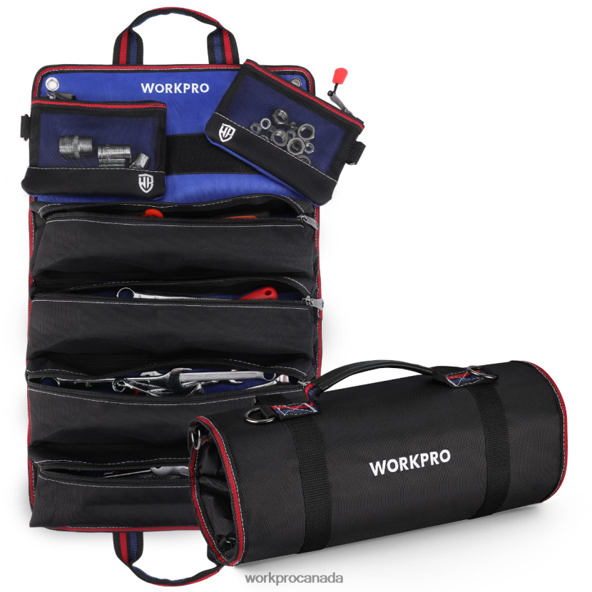 New WORKPRO Heavy Duty Tool Roll Up Bag Organizer with 6 Pockets and Detachable Tool Pouches Storage ZNRDXV32