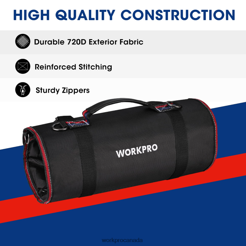 New WORKPRO Heavy Duty Tool Roll Up Bag Organizer with 6 Pockets and Detachable Tool Pouches Storage ZNRDXV32