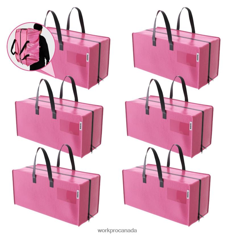 Pink/Blue WORKPRO 6 Pack Extra Large Heavy-Duty Storage Moving Tote Bags with Zippers & Carrying Handles Backpack Straps Storage ZNRDXV142