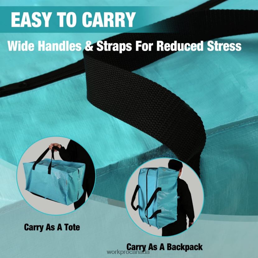 Pink/Blue WORKPRO 6 Pack Extra Large Heavy-Duty Storage Moving Tote Bags with Zippers & Carrying Handles Backpack Straps Storage ZNRDXV142