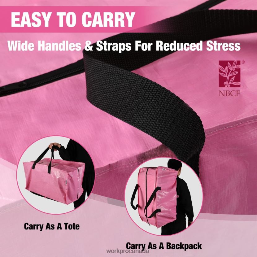 Pink/Blue WORKPRO 6 Pack Extra Large Heavy-Duty Storage Moving Tote Bags with Zippers & Carrying Handles Backpack Straps Storage ZNRDXV142