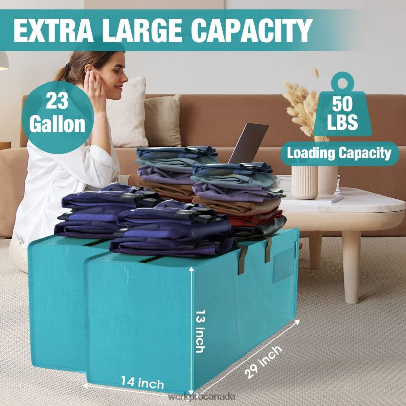 Pink/Blue WORKPRO 6 Pack Extra Large Heavy-Duty Storage Moving Tote Bags with Zippers & Carrying Handles Backpack Straps Storage ZNRDXV142
