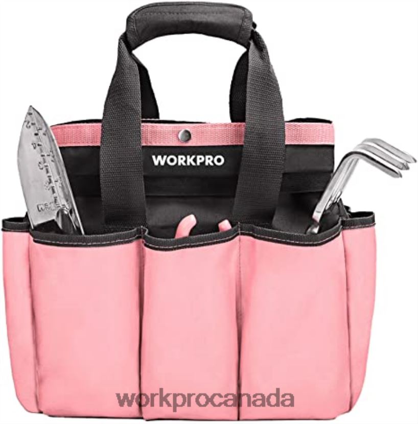 Pink/Green WORKPRO Garden Tool Bag, Garden Tote Storage Bag with 8 Pockets, Home Organizer for Indoor and Outdoor Gardening Storage ZNRDXV256