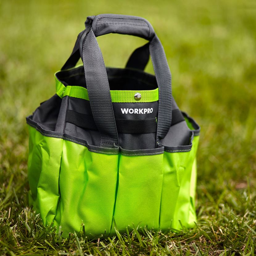 Pink/Green WORKPRO Garden Tool Bag, Garden Tote Storage Bag with 8 Pockets, Home Organizer for Indoor and Outdoor Gardening Storage ZNRDXV256