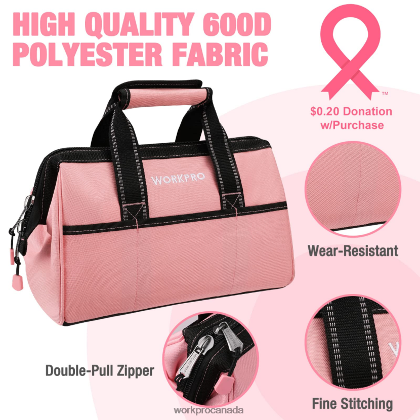 Pink WORKPRO 13-Inch Tool Bag, Soft Cloth Tool Storage Bags Storage ZNRDXV29