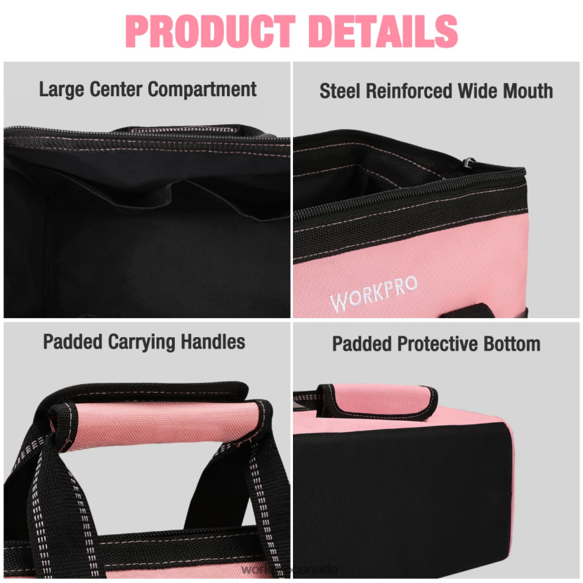 Pink WORKPRO 13-Inch Tool Bag, Soft Cloth Tool Storage Bags Storage ZNRDXV29