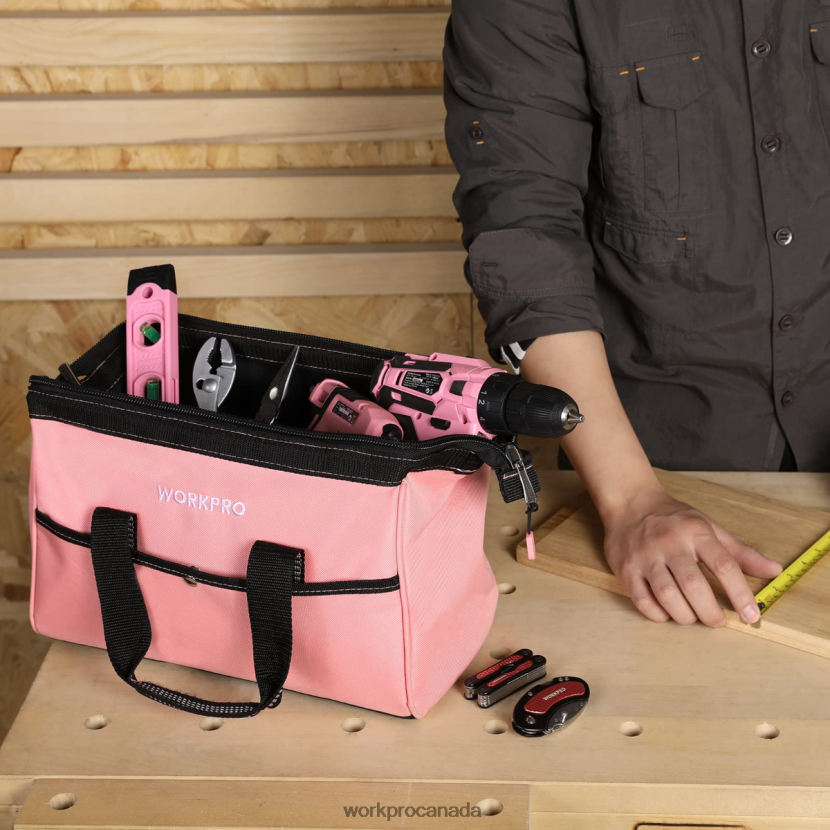 Pink WORKPRO 13-Inch Tool Bag, Soft Cloth Tool Storage Bags Storage ZNRDXV29