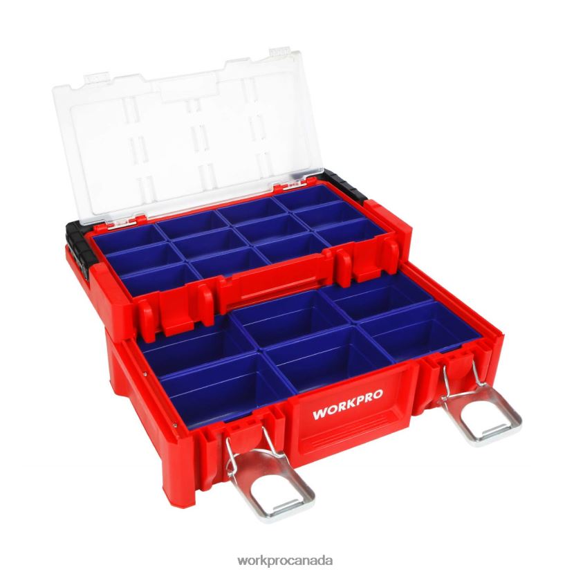 Red WORKPRO 17-inch Plastic Tool Box, Storage Box with Locking Lid and Stainless Steel Handle Storage ZNRDXV25