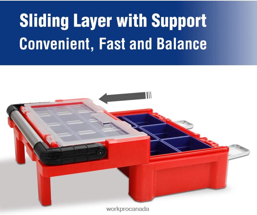 Red WORKPRO 17-inch Plastic Tool Box, Storage Box with Locking Lid and Stainless Steel Handle Storage ZNRDXV25