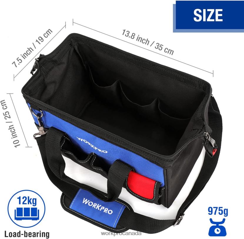 Useful WORKPRO 14-inch Tool Bag, Multi-pocket Tool Organizer with Adjustable Shoulder Strap Storage ZNRDXV31