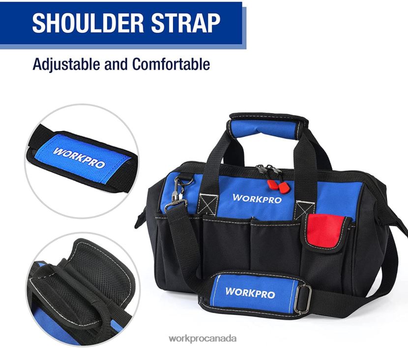 Useful WORKPRO 14-inch Tool Bag, Multi-pocket Tool Organizer with Adjustable Shoulder Strap Storage ZNRDXV31