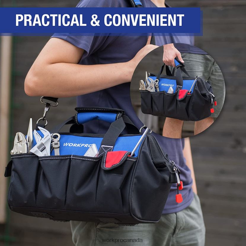 Useful WORKPRO 14-inch Tool Bag, Multi-pocket Tool Organizer with Adjustable Shoulder Strap Storage ZNRDXV31