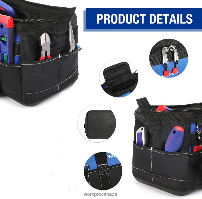 Useful WORKPRO 16-inch Wide Mouth Tool Bag with Water Proof Molded Base Storage ZNRDXV34