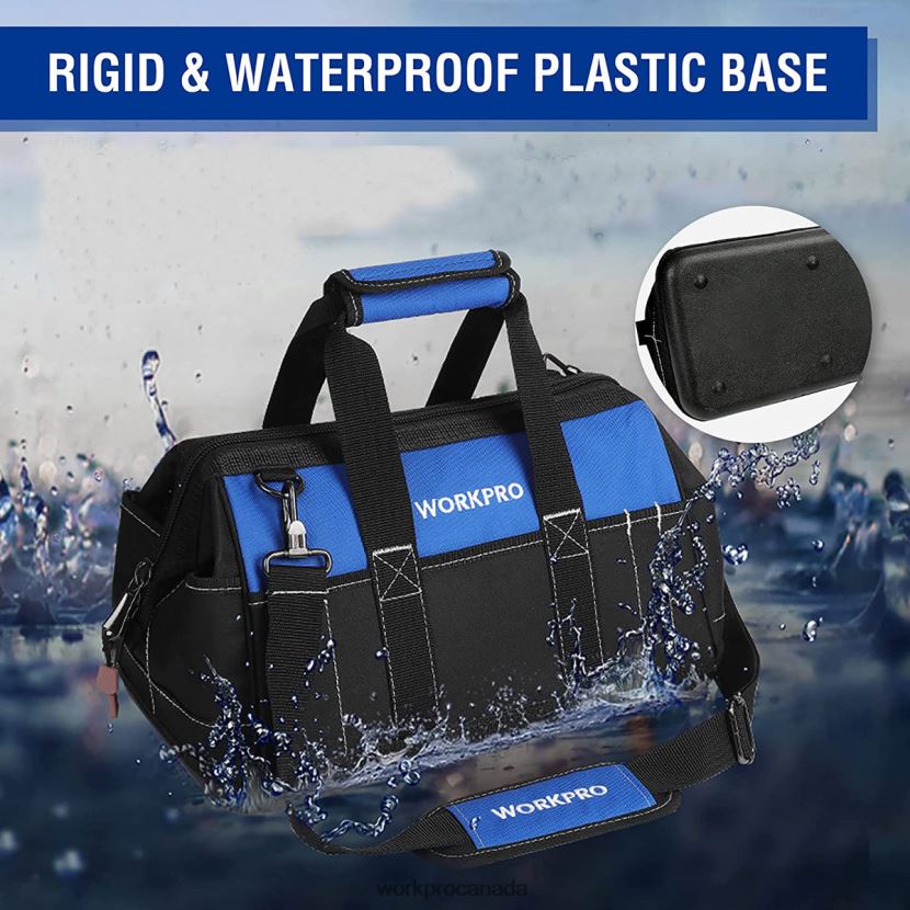Useful WORKPRO 16-inch Wide Mouth Tool Bag with Water Proof Molded Base Storage ZNRDXV34