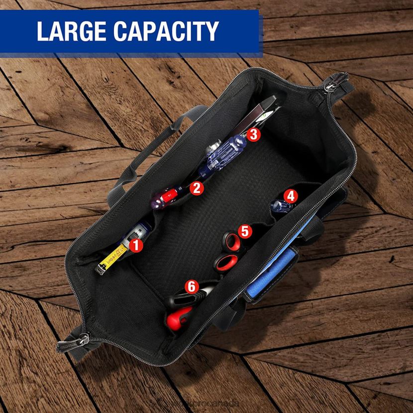 Useful WORKPRO 18-inch Close Top Wide Mouth Storage Tool Bag with Adjustable Shoulder Strap Storage ZNRDXV27