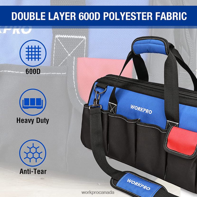 Useful WORKPRO 18-inch Close Top Wide Mouth Storage Tool Bag with Adjustable Shoulder Strap Storage ZNRDXV27
