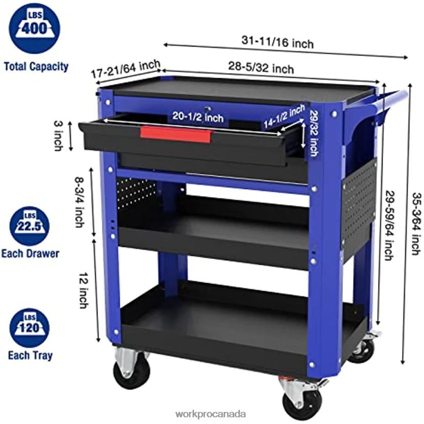 Useful WORKPRO Premium 2-Drawer Rolling Tool Cart, Heavy Duty Utility Industrial Service Cart Storage Organizer with Wheels and Locking System Storage ZNRDXV16