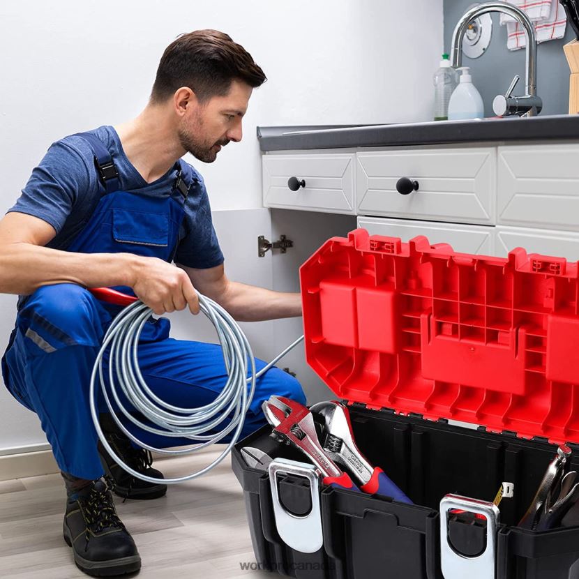 Useful WORKPRO Tool Box Portable with Removable Tray Heavy Duty Toolbox with 2 Metal Latches Storage ZNRDXV33