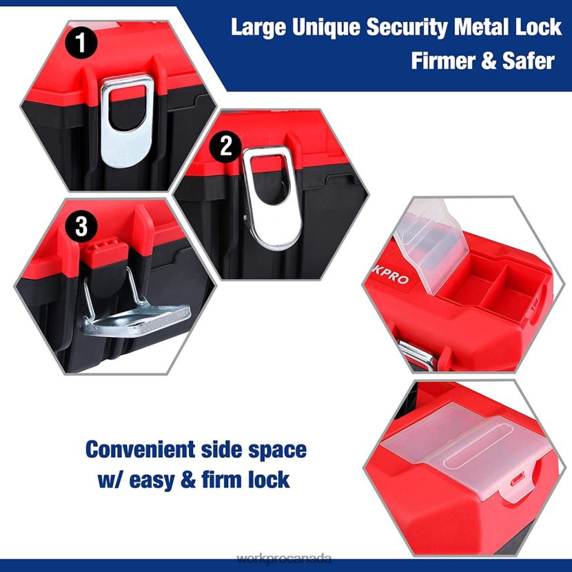Useful WORKPRO Tool Box Portable with Removable Tray Heavy Duty Toolbox with 2 Metal Latches Storage ZNRDXV33