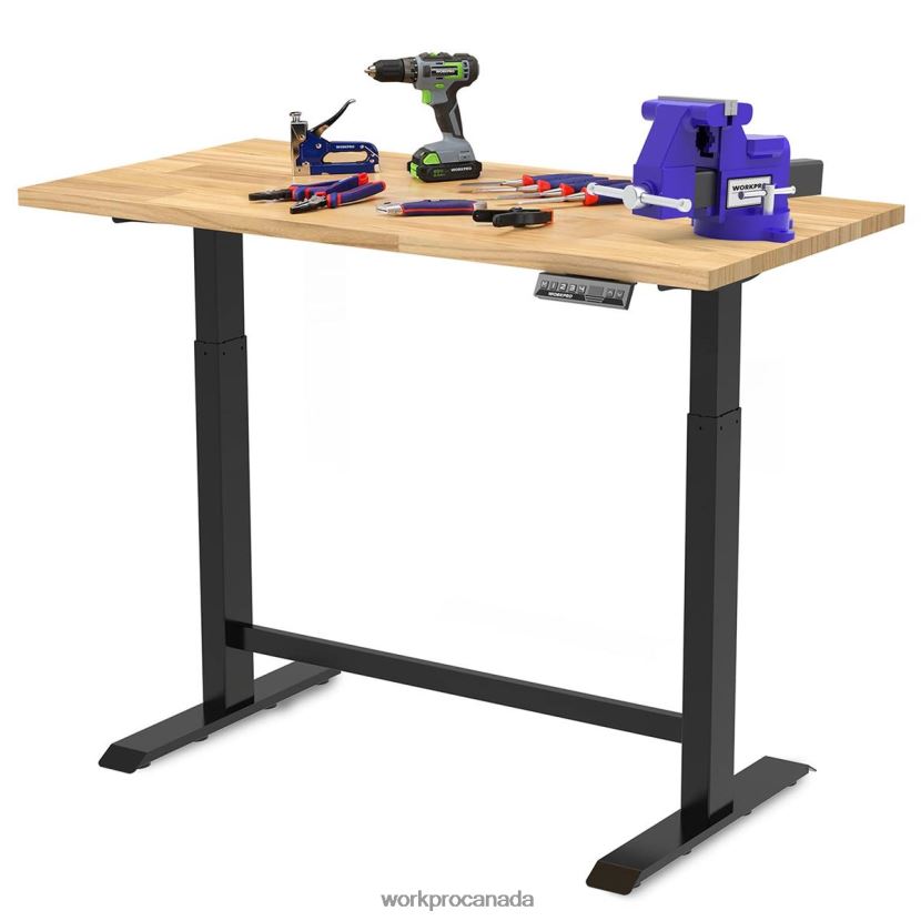 Morden WORKPRO Electric Standing Height Adjustable Workbench with Wooden Top and Dual Motor Storage ZNRDXV5