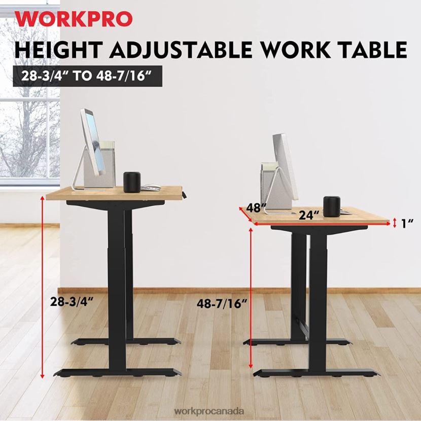 Morden WORKPRO Electric Standing Height Adjustable Workbench with Wooden Top and Dual Motor Storage ZNRDXV5