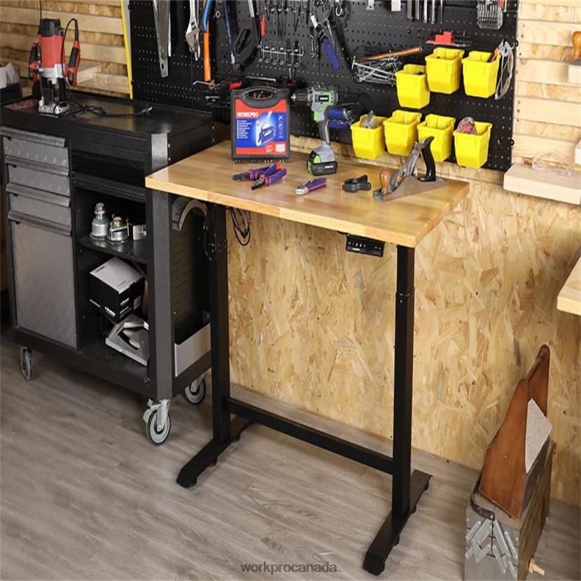 Morden WORKPRO Electric Standing Height Adjustable Workbench with Wooden Top and Dual Motor Storage ZNRDXV5