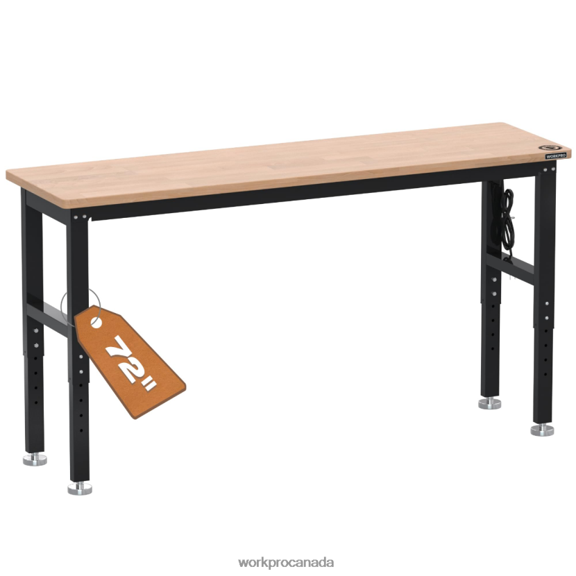 Useful WORKPRO Adjustable Workbench 3000 LBS Load Capacity Hardwood Worktable with Power Outlets Storage ZNRDXV4