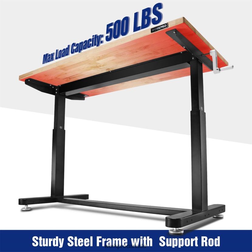 Useful WORKPRO Height Adjustable Work Table with Crank Handle, with Casters and Leveling Feet, 500 Lbs Load Capacity Storage ZNRDXV3
