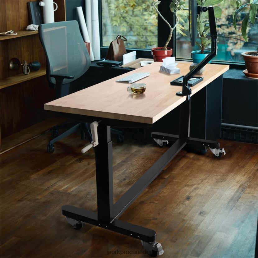 Useful WORKPRO Height Adjustable Work Table with Crank Handle, with Casters and Leveling Feet, 500 Lbs Load Capacity Storage ZNRDXV3