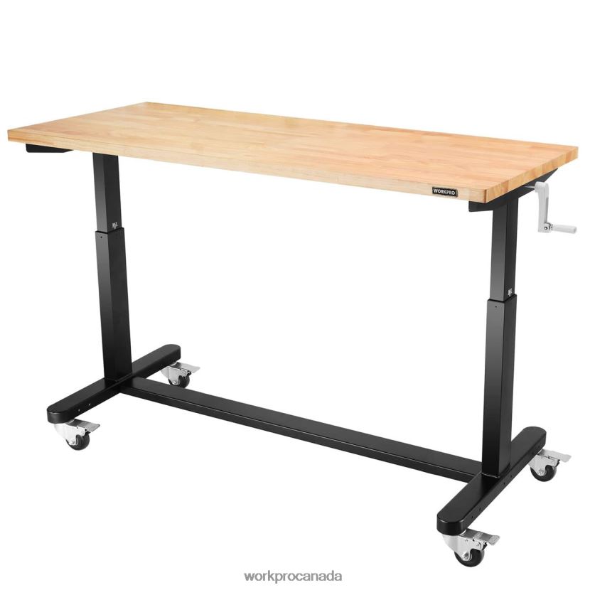 Useful WORKPRO Height Adjustable Work Table with Crank Handle, with Casters and Leveling Feet, 500 Lbs Load Capacity Storage ZNRDXV3