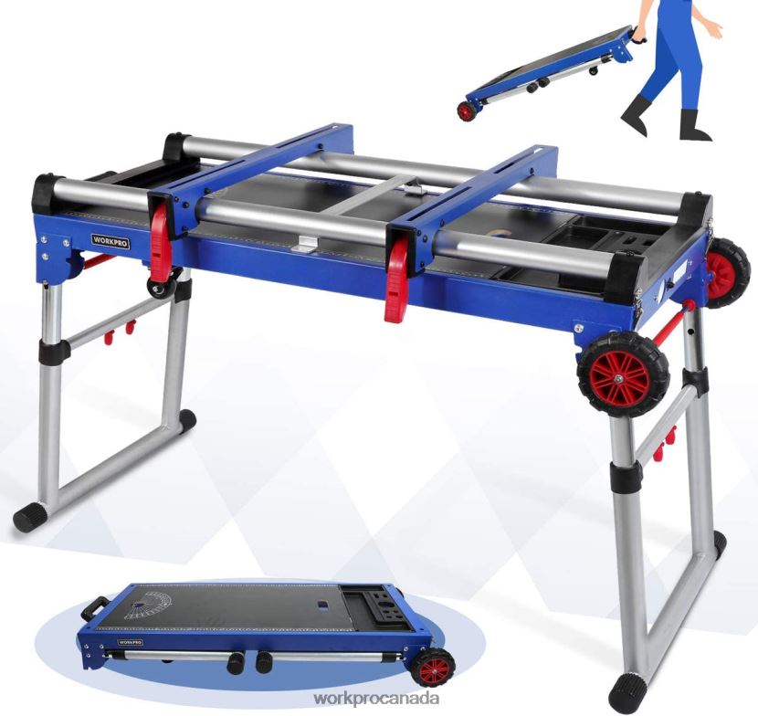 Useful WORKPRO Miter Saw Stand 5-in-1 Portable Workbench with Detachable Miter Saw Stand & Height Adjustable Legs Storage ZNRDXV2