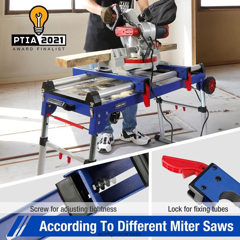 Useful WORKPRO Miter Saw Stand 5-in-1 Portable Workbench with Detachable Miter Saw Stand & Height Adjustable Legs Storage ZNRDXV2