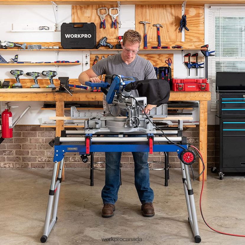 Useful WORKPRO Miter Saw Stand 5-in-1 Portable Workbench with Detachable Miter Saw Stand & Height Adjustable Legs Storage ZNRDXV2